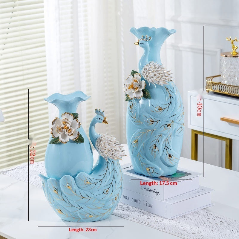 Modern European-style Home Decor Peacock Flower Vase