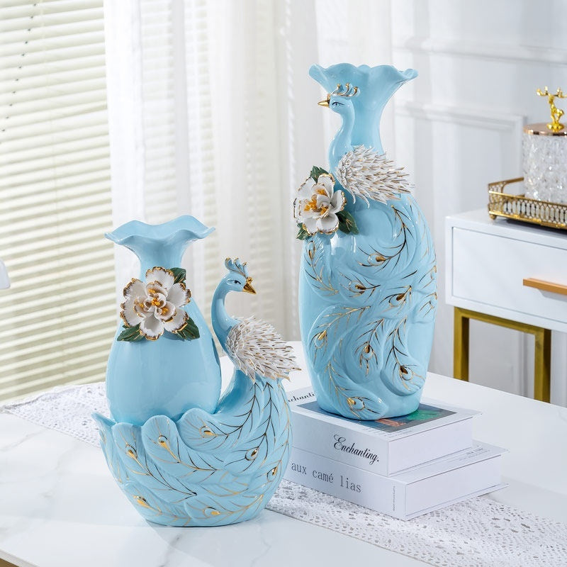 Modern European-style Home Decor Peacock Flower Vase