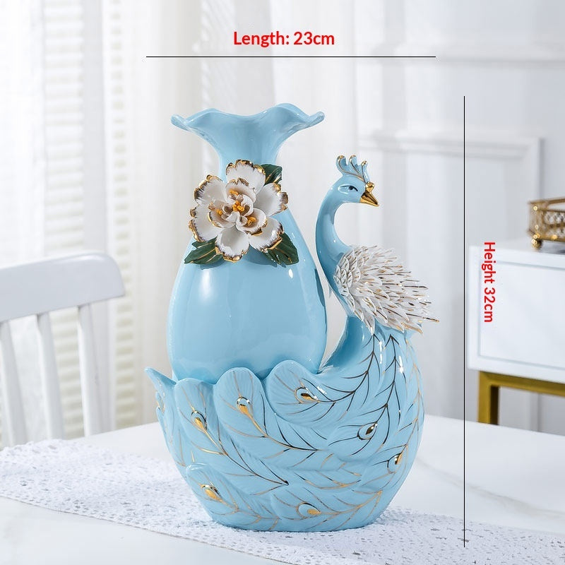 Modern European-style Home Decor Peacock Flower Vase