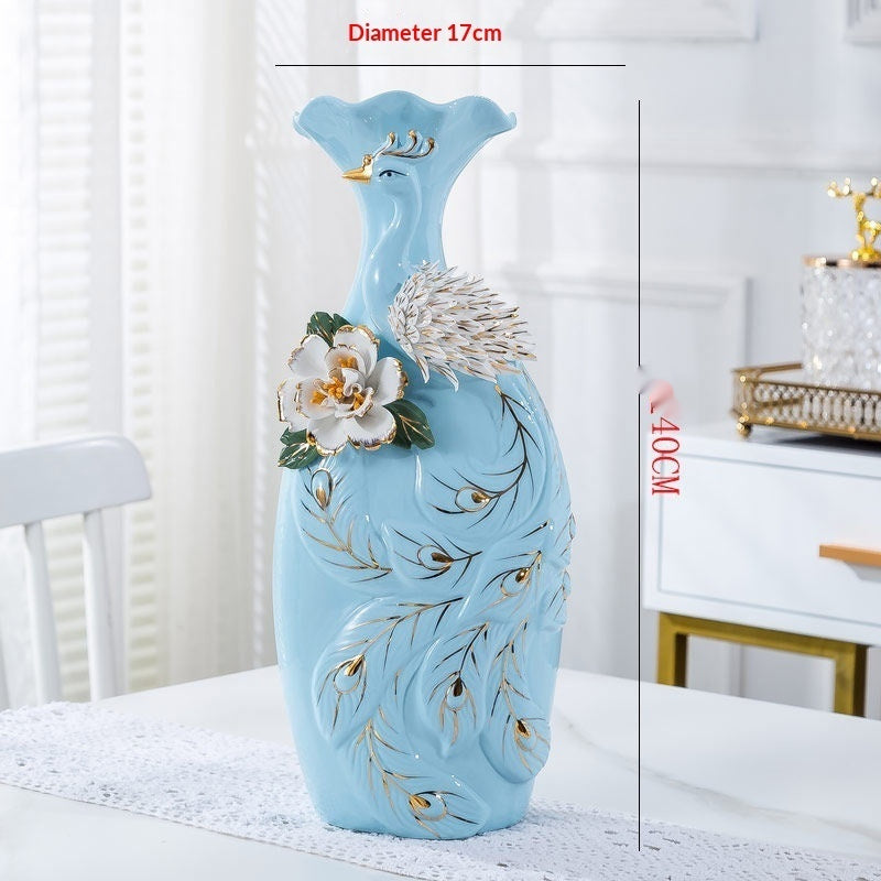 Modern European-style Home Decor Peacock Flower Vase